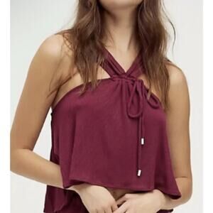 Free People Porter Flowy Ribbed Crop Tank Top Size XS Plum NWT